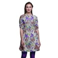 thumbnail image 1 of Bimba Kurtis Courtes pour Femmes Imprimées à Col Mandarin Robe à Manches Retroussables, 1 of 6