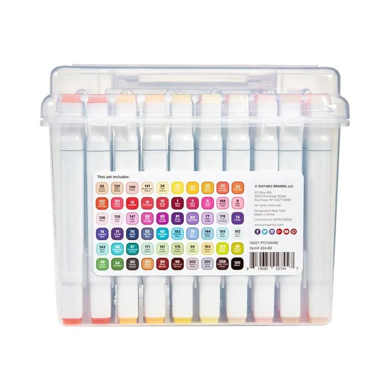 KINGART® PRO Double-Ended Art Alcohol Markers, 120 Colors with Both Fine &  Chisel Tips and Superior Blendability