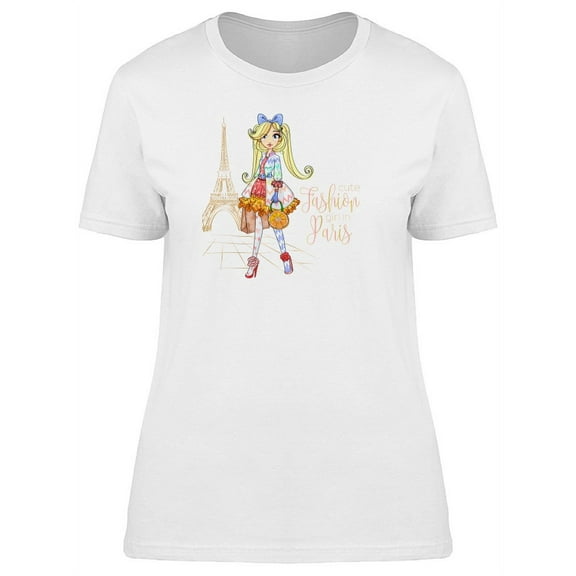 Cute Fashion Girl In Paris Tee Women's -Image by Shutterstock