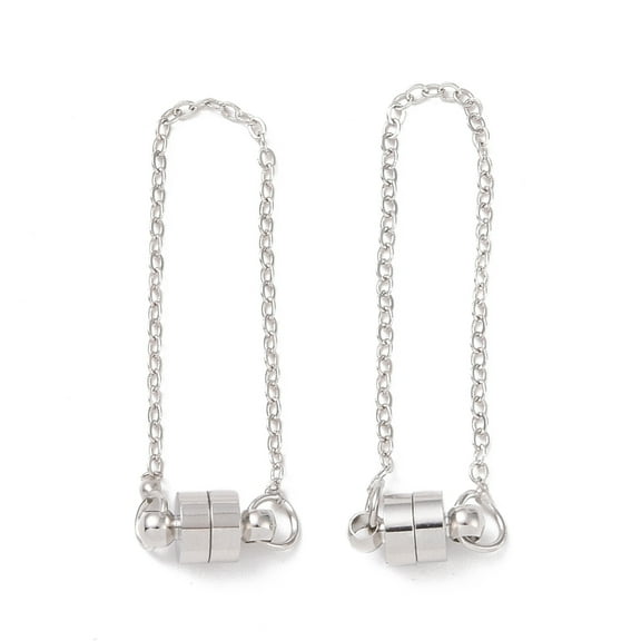 20 pc Brass Magnetic Clasp with Cable Safety Chain Long-Lasting Plated Lead Free Cadmium Free Column Platinum 95mm