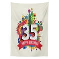 thumbnail image 3 of Ambesonne Fun Tablecloth Rectangular Table Cover, Greeting Gift Age 35, 60"x90", Multicolor, 3 of 4