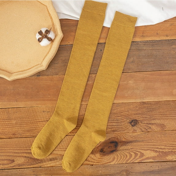 Dyfzdhu Autumn Winter Stockings For Women Solid Color Thickened Warm Long Tube Socks Comfortable Over Knee High Socks