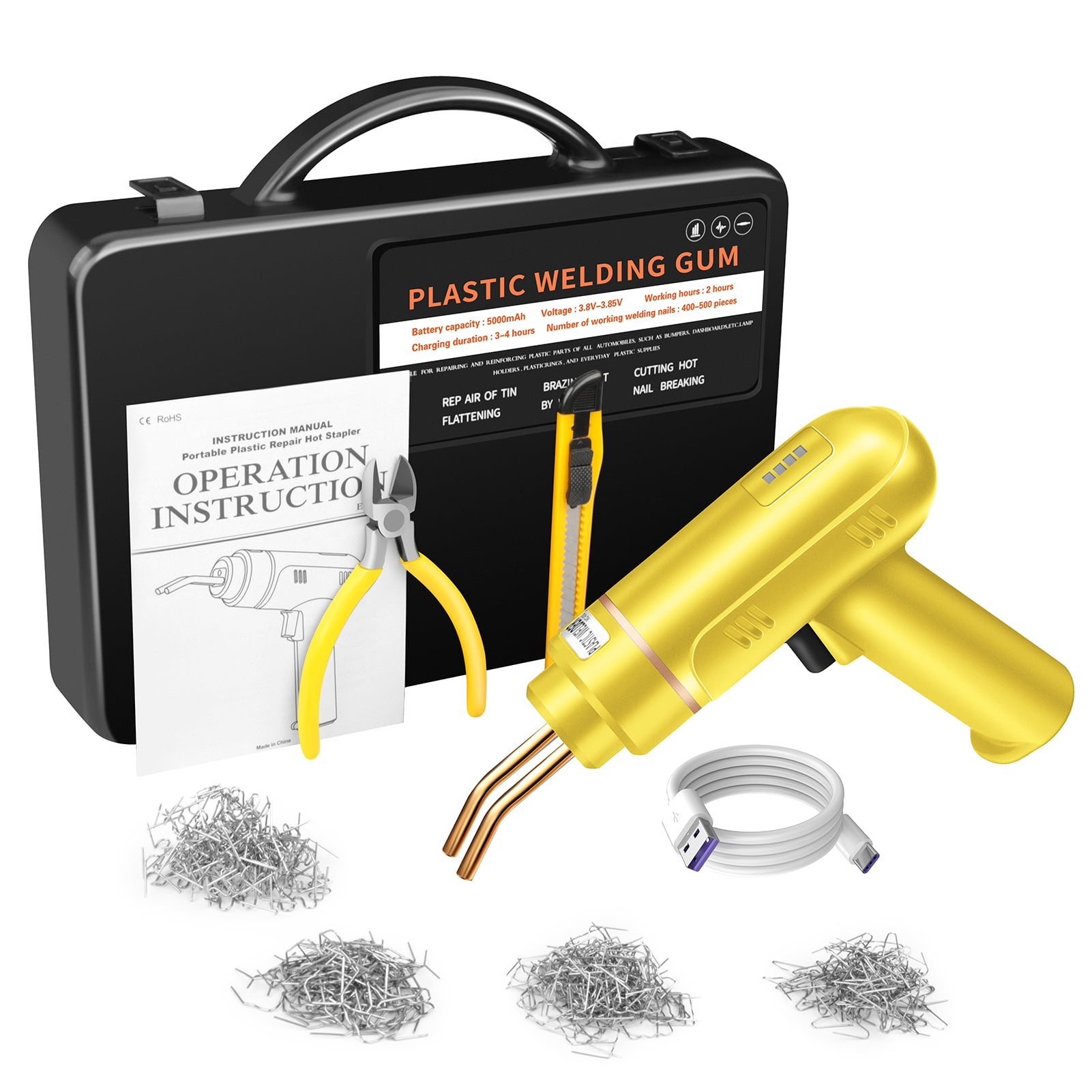GHRTGR-960-V Grey Plastic Welder Kit 110V With LED Lights With 200 Hot Staples Pliers Car Bumper Plastic Welding Plastic Gas Tank Repair Great Automotive Tools - View #13