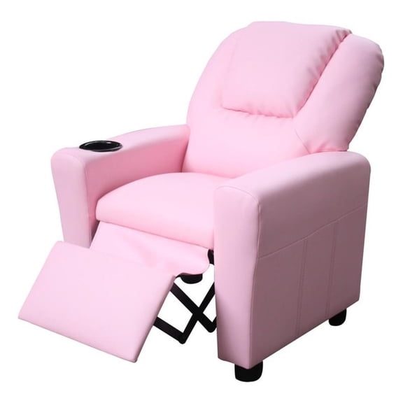 Bed Bath & Beyond Kids PU Leather Cup Holder Recliner Chair, Pink
