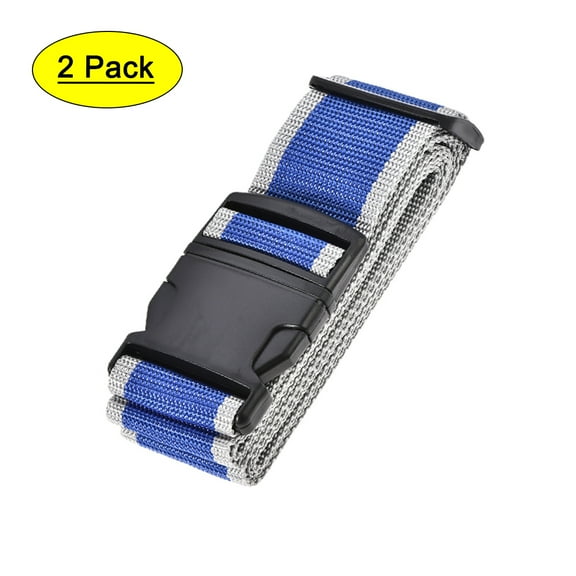 Uxcell 2Pcs Luggage Straps Suitcase Belts with Buckle Label Travel Bag Packing Accessories Blue