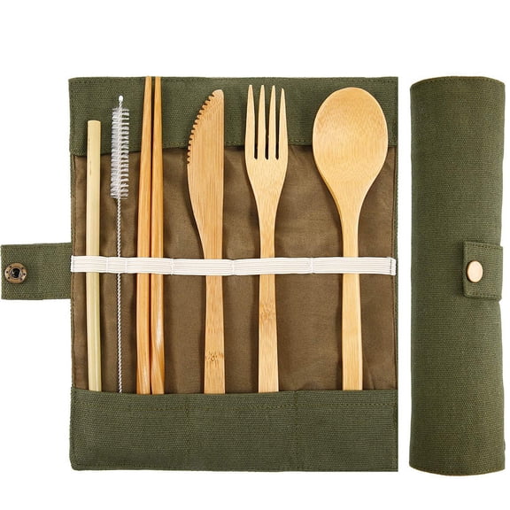 hengsof Wheat Straw Cutlery,Portable Cutlery Spoon Knife Fork Tableware Set for Travel Picnic Camping Daily Use,Eco-Friendly BPA Free