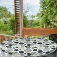 thumbnail image 2 of Ambesonne Marble Print Fitted Round Tablecloth, Stone Print Geometric, 56"- 60" Diameter, White Dark Blue and Eggshell, 2 of 5
