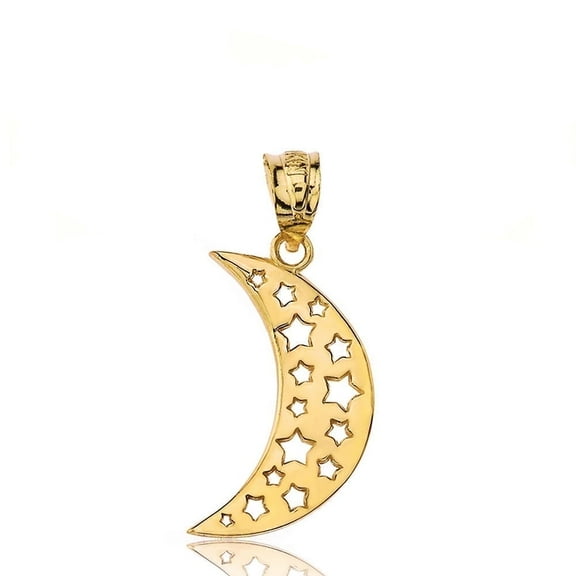 Factory Direct Jewelry Crescent Moon Gold Necklace, 10k Yellow Gold