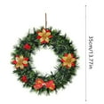 thumbnail image 3 of Artificial Christmas Wreath with Festive Ornaments - 13.7 Inch Red Gold Front Door Wreath for Xmas Holiday Hanukkah Decor, 3 of 8