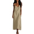 thumbnail image 2 of Hvogkswy Spaghetti Strap Maxi Dresses for Women Boho Open Back V Neck Long Sundress Loose FLowy Pockets Casual Summer Beach Vacation Dress, 2 of 9