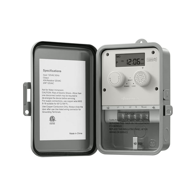Temporizador de piscina DEWENWILS Outdoor Digital, 2 HP, 40 A, 120 VAC, 7 días