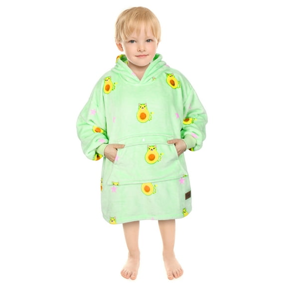 Tirrinia Oversized Hoodie Blanket Sweatshirt for Kids, Wearable Cute Patterns fleece Pullover, as Warm & Funny Gifts for 4-10 Years Boy Girl