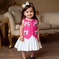 thumbnail image 4 of Paiwinds Baby Girls Summer Outfit Solid Color Bow Vest Top And Pleated Skirt Two-Piece Set Cute Casual Kids Clothing, 4 of 8