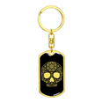 thumbnail image 4 of Calavera Mexican Sugar Skull 184 Stainless Steel or 18k Gold Premium Swivel Dog Tag Keychain, 4 of 16