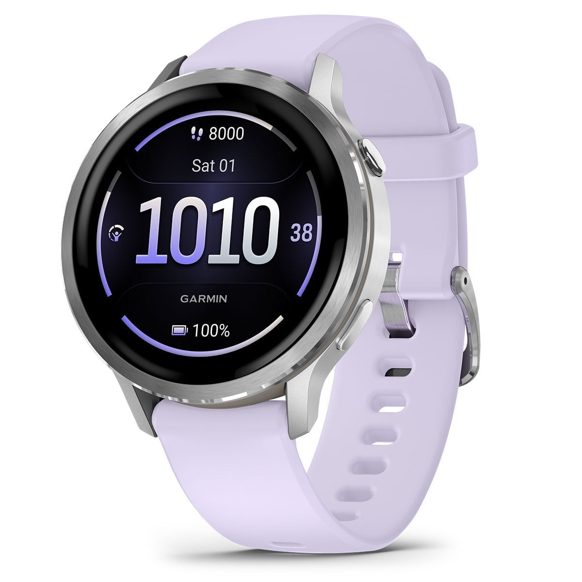 Garmin Venu 4 (Silver/Periwinkle, 41mm) Fitness GPS Smartwatch Bundle with PlayBetter Portable Charger & HD Screen Protectors