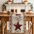 thumbnail image 2 of Table Runner 70 Inches Long for Kitchen Dining, Red Texas Star Rustic Dresser Scarf Farmhouse, Dining Table Decorations for Wedding/Parties, Farmhouse Berry Brown Wooden 13 x 70 In, 2 of 8
