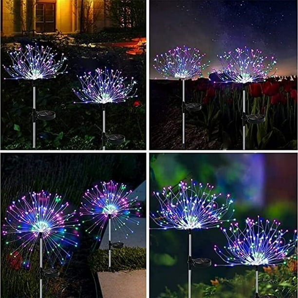 Cadena de luces LED con cable de cobre solar, decoración navideña, enchufe de tierra, lámpara de humo, luz de diente de león, luz de colores impermeable para exteriores
