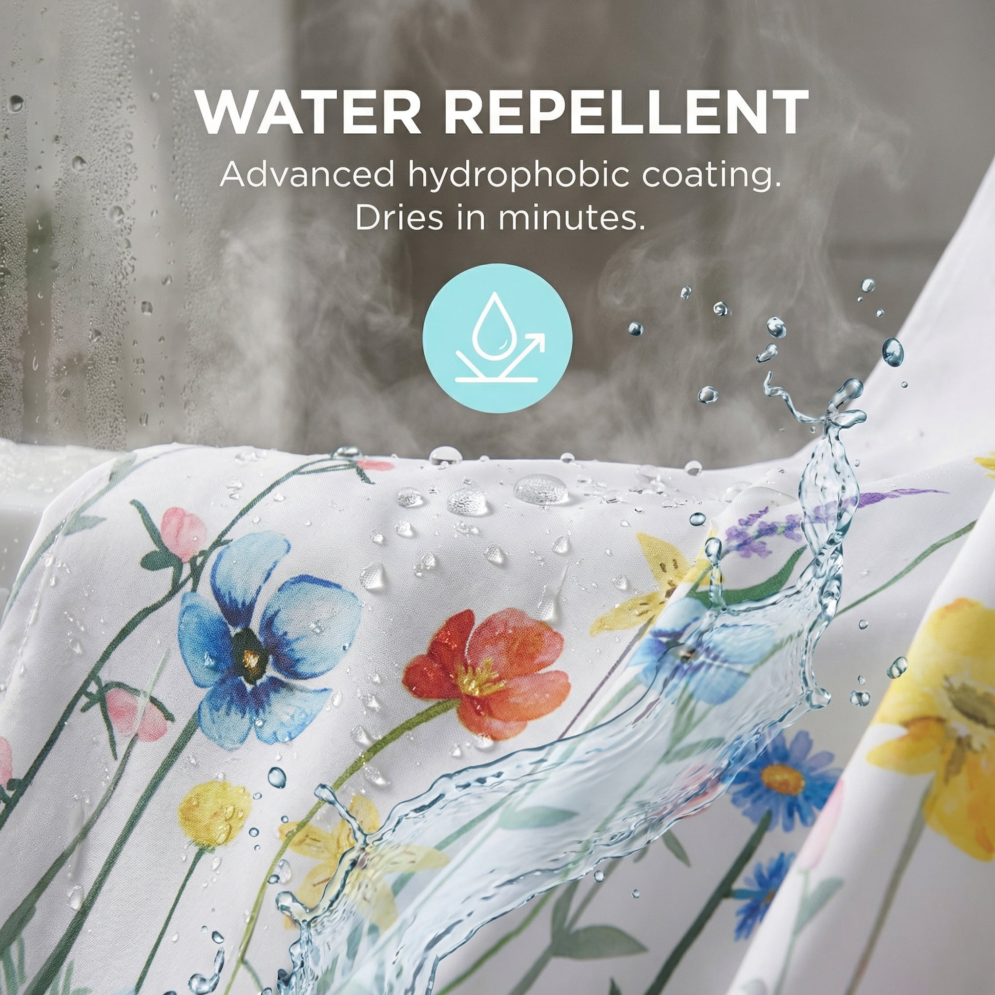 Unique Bargains Shower Curtain Waterproof Sets with Hooks Multicolor 71"W x 71"L