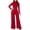 Red, variant on Women Casual Solid Long Sleeve White Collar Jumpsuit Simple Loose Women Trousers