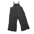 thumbnail image 2 of Monos informales para mujer, 2 bolsillos laterales, holgados, piernas anchas, monos de verano de Color puro para verano, negro, 2XL, 2 of 12