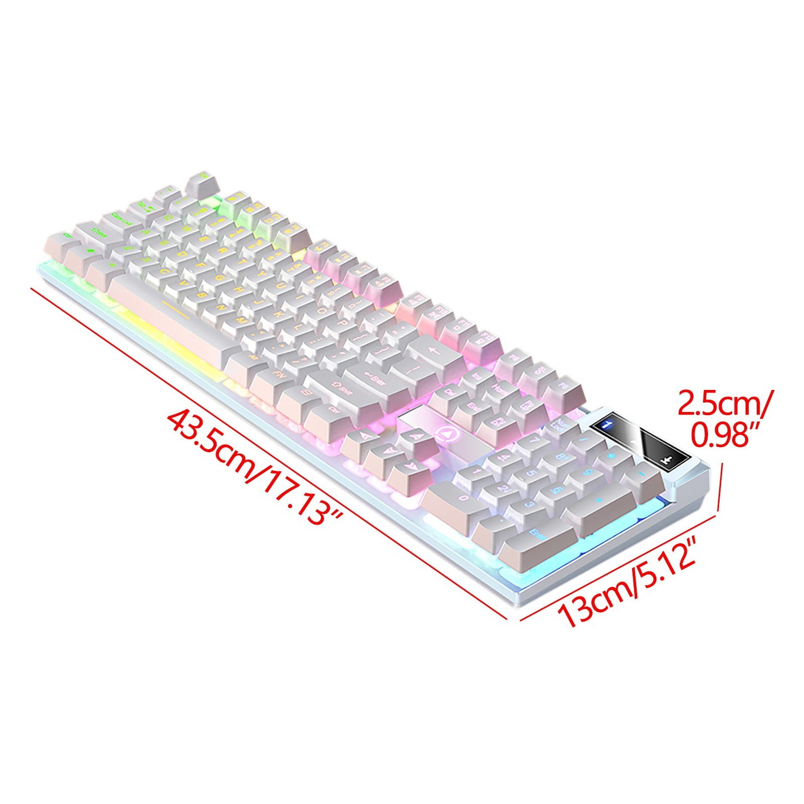 AuroraX Gaming Keyboard Mechanical Feel Keyboard Ultra-Slim Ergonomic LED Backlit USB Wired White Computer Accessories for Desk