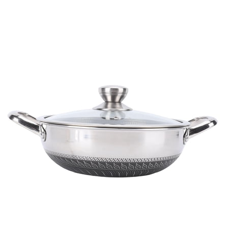 YAHHU 30cm 316 Stainless Steel Nonstick Frying Pan – Double-Honeycomb Design, Induction & Gas Compatible, Dishwasher Safe with Clear Lid