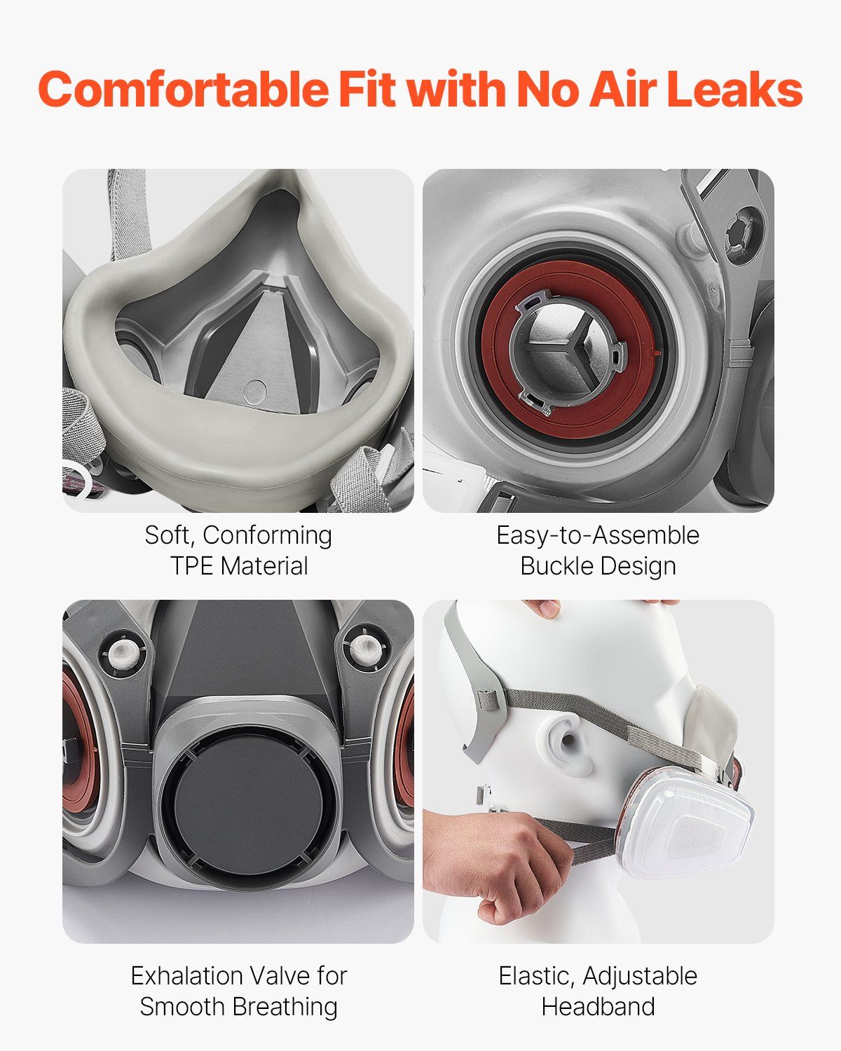 Respirator Mask Reusable Half Face Cover with Safety Glass and 12 Filters, Dual-Layer Filtration Dust Mask with Adjustable Straps, Washable Hazmat Mask for Painting, Spraying, Renovation, and Mining