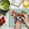 thumbnail image 3 of 90th Birthday Cutting Board, Funky Pop Style Geometrical Fun Celebration Colorful Greetings Theme, Decorative Tempered Glass Cutting and Serving Board, Large Size, Multicolor, by Ambesonne, 3 of 5