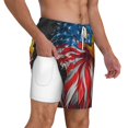 thumbnail image 2 of Balery Eagle Head With American Flag Mens Swim Trunks Swim Shorts for Men Quick Dry Inseam Beach Shorts with Compression Liner Pocket-Medium, 2 of 9