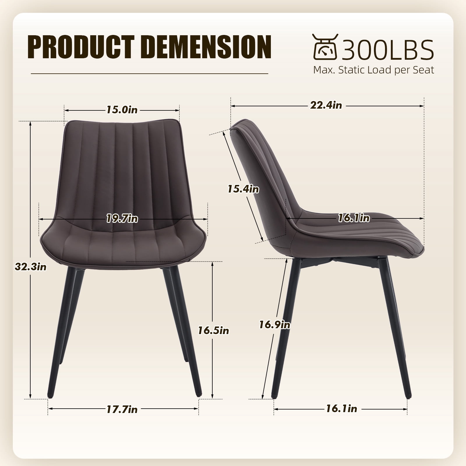 MOONMISS Modern Upholstered Dining Chairs Set of 4 with Thick Cushion,Sturdy Metal Legs,Side Chairs for Kitchen,Living Room