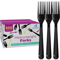 Black Plastic Forks Heavy Duty - 500 Pack Disposable Forks - Plastic Cutlery Utensils For Parties And Events
