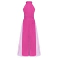 thumbnail image 4 of Yartina Kids Flower Girl Dressy Jumpsuits Wedding Party Girls Halter Sleeveless Wide Leg Rompers Hot Pink 10, 4 of 7