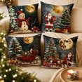 thumbnail image 6 of Sahpxhe Christmas Throw Pillow Cover 18X18 Set Of 4 Snow Scene Santa Reindeer Sleigh Pattern Soft Cushion Covers for Couch Home Decor, 6 of 6
