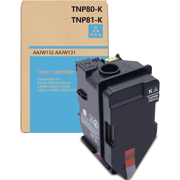 High Yield TNP80 TNP81 TNP-80 TNP-81 Black Toner Cartridge AAJW132 AAJW131 Replacement for Konica Minolta Bizhub C3300i C3301i C3320i C3321i C4000i C4001i Printers Toner