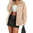 thumbnail image 2 of Leather Jacket Women Faux Oversized Coats 2025 Fall Fashion Outfits Winter Clothes L, 2 of 7
