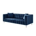 thumbnail image 5 of Inspired Home Grant Navy Velvet Sofa - Biscuit Tufted | Lucite Leg | Sinuous Springs, 5 of 11