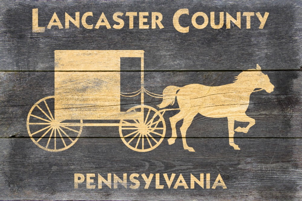Lancaster, Pennsylvania, Horse and Buggy, Rustic (16x24 Giclee Gallery