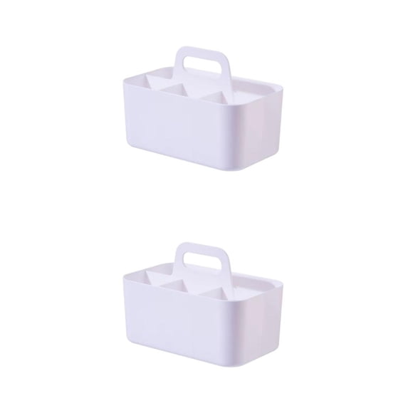 Seitruly Portalápices de escritorio, caja de almacenamiento, compartimento, organizador de papelería, de gran capacidad, artículos diversos Blanco 2Conjunto