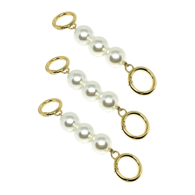 Abbracc 3PCS Bag Strap Extender 5.1 Inch Short Imitation Pearl Bead Replacement Chain Golden