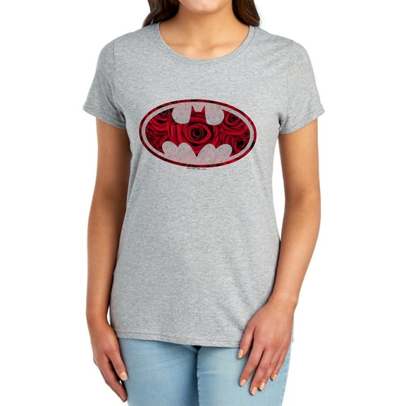 Batman Rosey Signal Women's T Shirt, Athletic Heather, Large