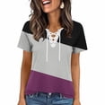 thumbnail image 2 of Favoffer Womens Printed Blouses V Neck Tie Front Short Sleeve Loose Fit Casual Tops Soft Shirts for Holiday Street Dating Weekend, 2 of 5