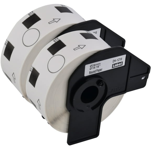 GREENCYCLE 2 Roll (1000 Labels per Roll) Compatible for Brother DK1218 DK-1218 Diameter 1'' 24mm White Round Paper Labels with Cartridge Use in QL-500 QL-550 QL-560 QL-700 QL-800 QL-810W QL-1050
