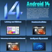 Android 14 10.1 inch Tablets with 1280 * 800 IPS HD Touchscreen, 8-Core, 8GB RAM 64GB ROM+1TB TF, Widevine L1, Face ID, Wi-Fi 6 - Black