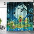 thumbnail image 2 of Touchbetter Extra Long Shower Curtain-Funny Cute Cartoon Frogs Lotus Leaf Floral Pond Moon Fun Fabric Cloth Shower Curtain Set with 12 Hooks for Kids Bathroom Decor Accessories Bathtub Curtain72"x84", 2 of 5