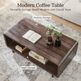 thumbnail image 5 of SinCiDo Modern Coffee Table with Storage Shelf, 2-Tier Wooden Rectangular Minimalist Center Table, Curved Profile Design for Living Room, Office, Brown, 5 of 7