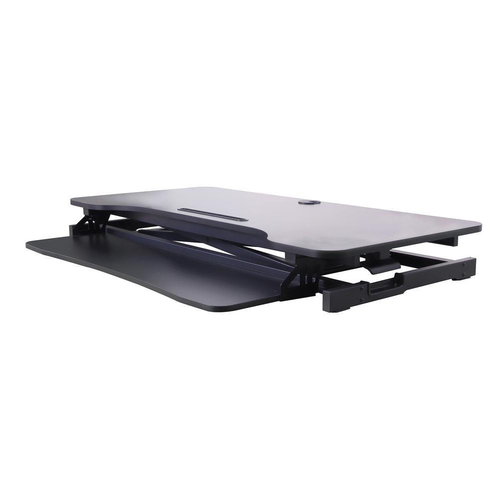 Rocelco 43" Tall Standing Desk Converter with Tablet Slot  and Floor Mat - Black