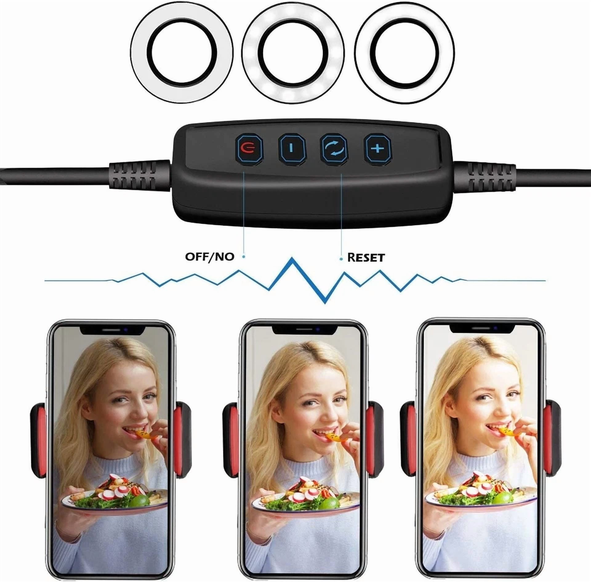 CIRCLE- Selfie Ring Light with Cell Phone Holder Stand for Live Stream/Makeup, Clip on,