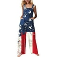 thumbnail image 3 of JURANMO Maternity Jumpsuit for Women Fashion USA American Flag Print Bib Overalls Lightweight Linen Wide Leg Long Rompers with Pockets Red XXL Ofertas de Hoy en Liquidación, 3 of 9