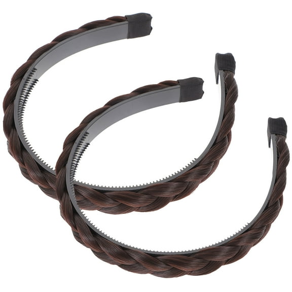 LEORX Wide Weaving Headbands Black Braids for Decor and Party Use 2Pcs