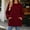 Red, variant on Fesfesfes Women's Casual Crew Neck Long Sleeve Sweatshirt Loose Fit Solid Color Pullover Top with Front Pockets Gathered Back Detail for Fall Winter Daily Wear